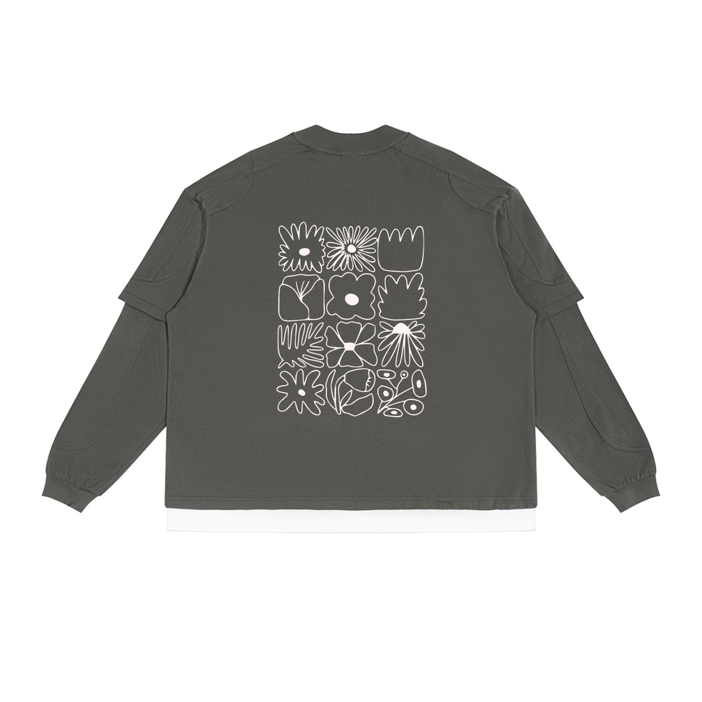 SACRED FLOWER / 01  Paneled Layer Color Block T-Shirt