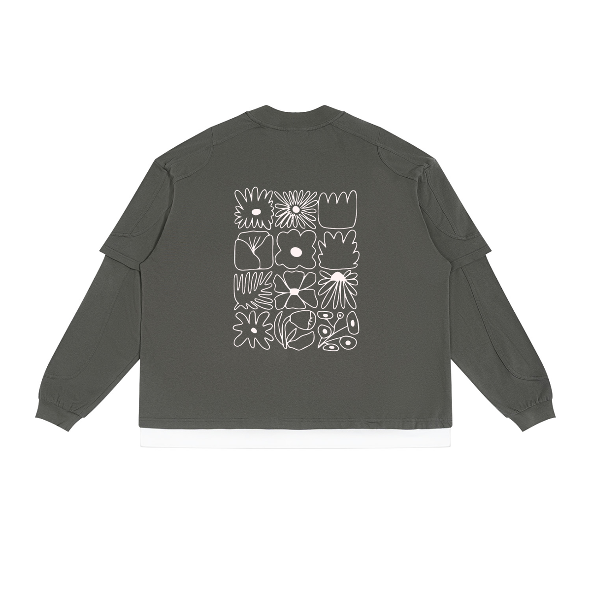 SACRED FLOWER / 01  Paneled Layer Color Block T-Shirt