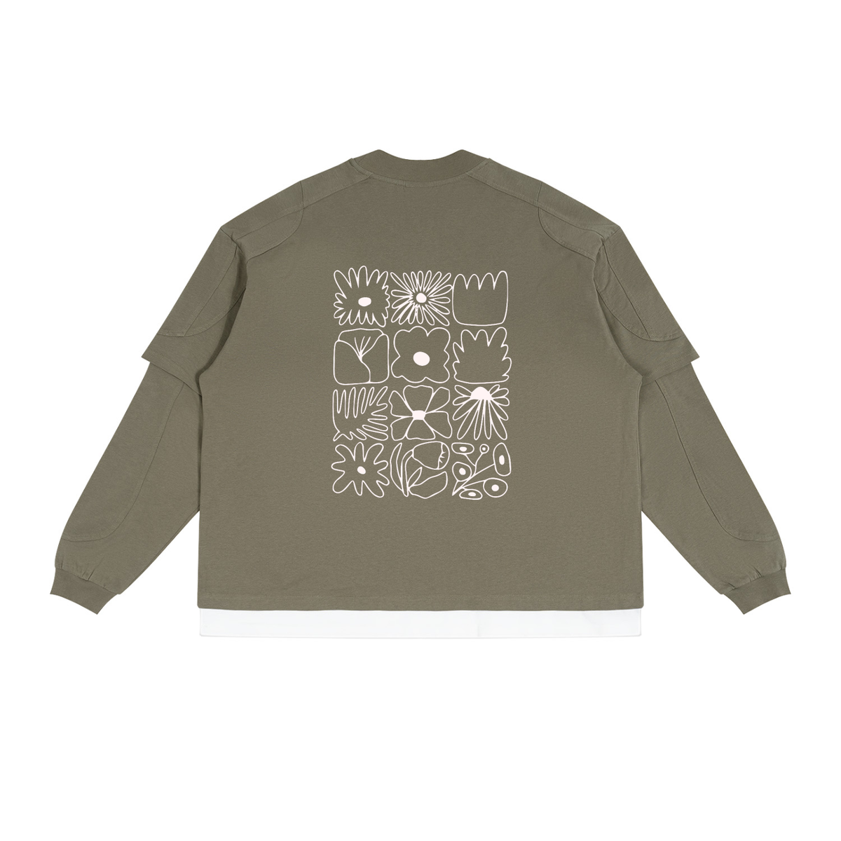SACRED FLOWER / 01  Paneled Layer Color Block T-Shirt