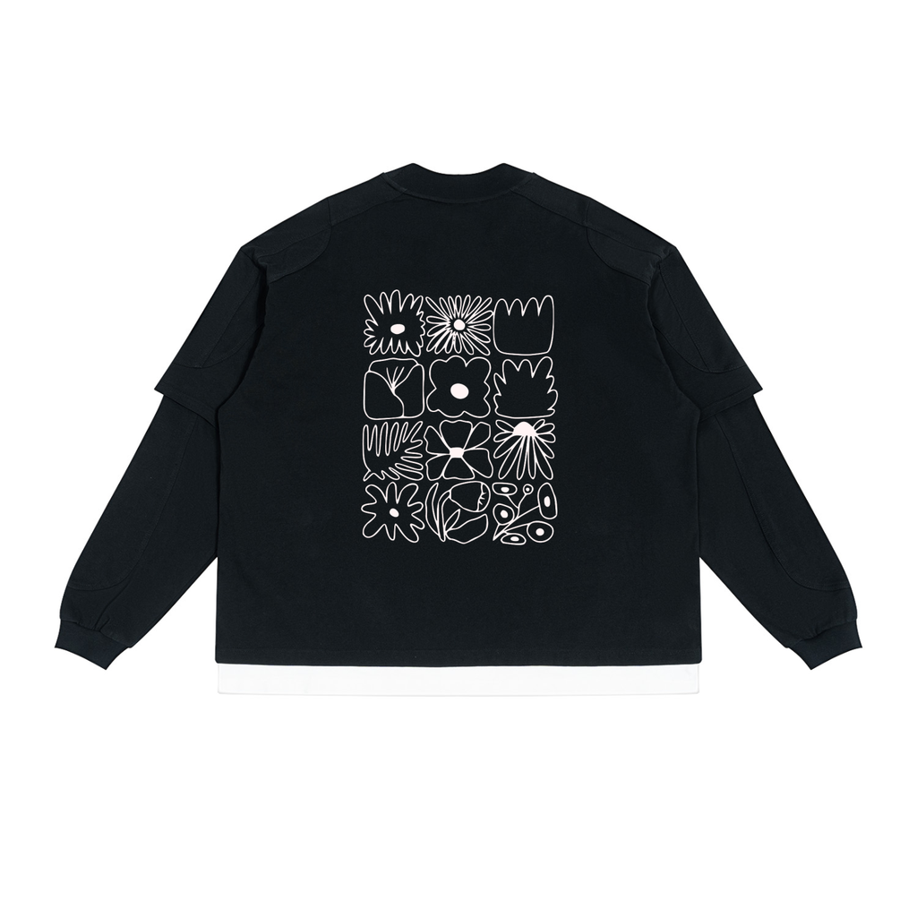SACRED FLOWER / 01  Paneled Layer Color Block T-Shirt