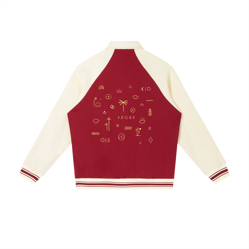 Contrast Raglan Sleeve Baseball Jacket