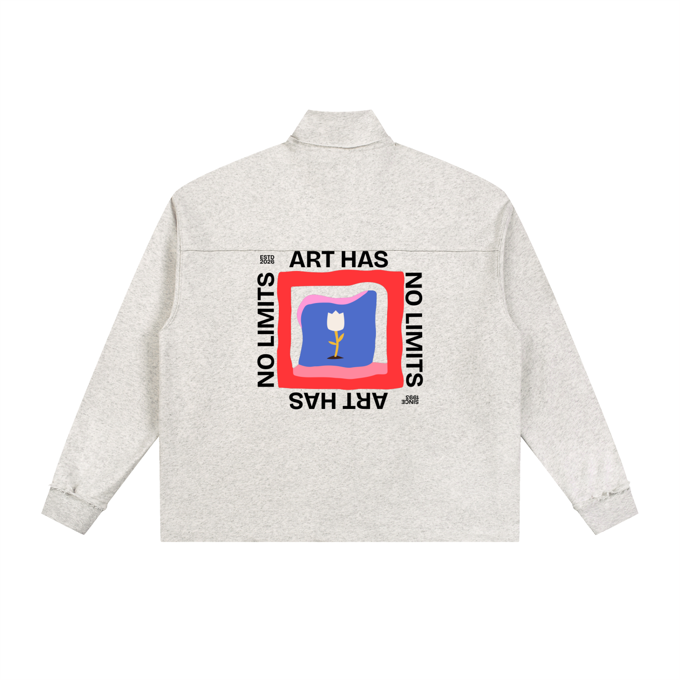 Half-Zip Rolled Edge Fleece Sweatshirt