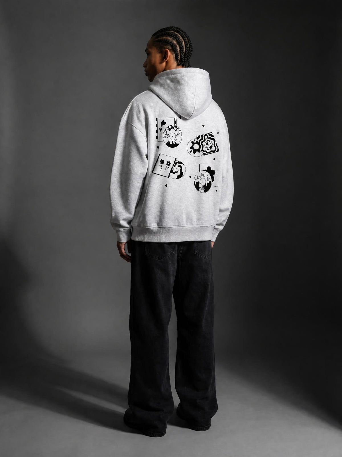 CRAZY VINYLS / 03 Oversized Boxy Fit Fleece Hoodie
