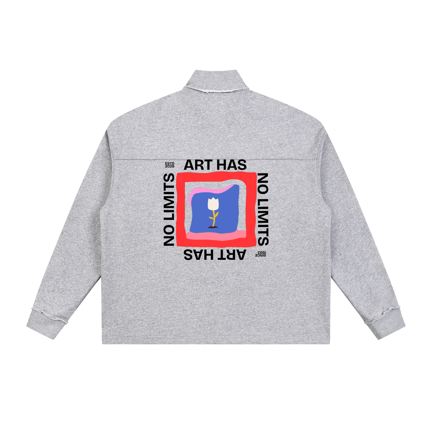 Half-Zip Rolled Edge Fleece Sweatshirt