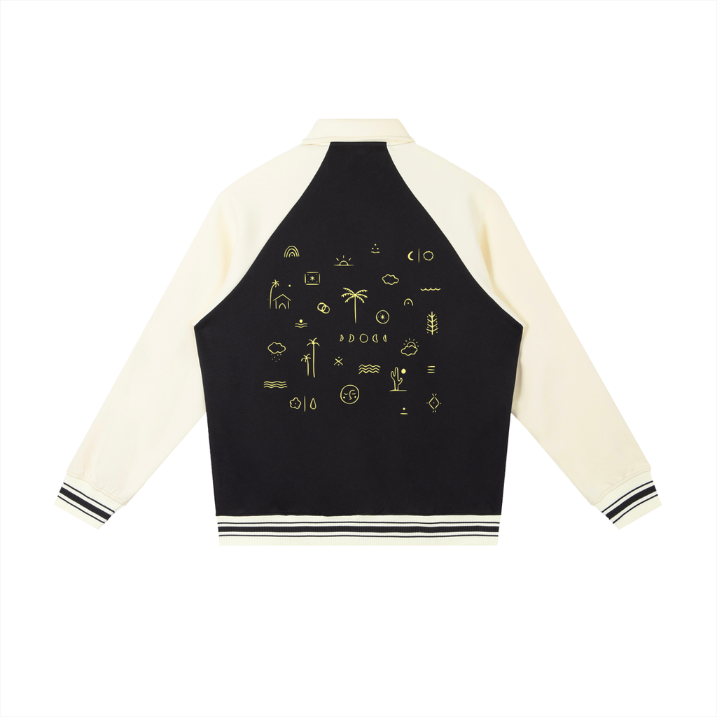 Contrast Raglan Sleeve Baseball Jacket