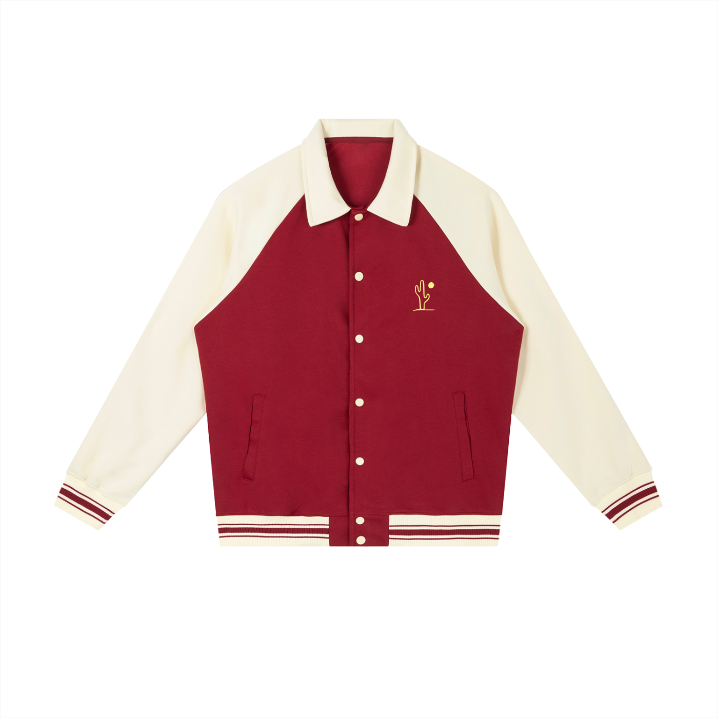 Contrast Raglan Sleeve Baseball Jacket