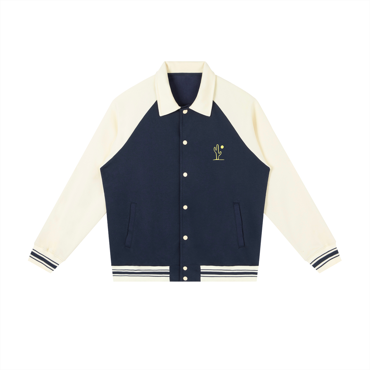Contrast Raglan Sleeve Baseball Jacket