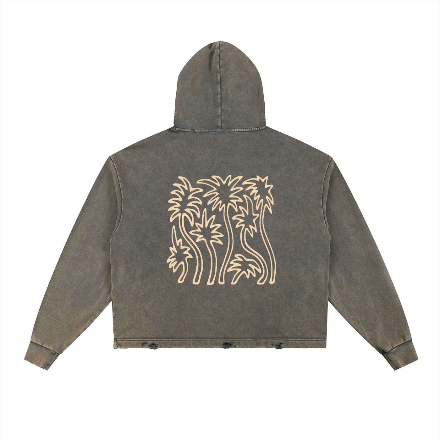 Vintage Washed Frayed-Hem Hoodie