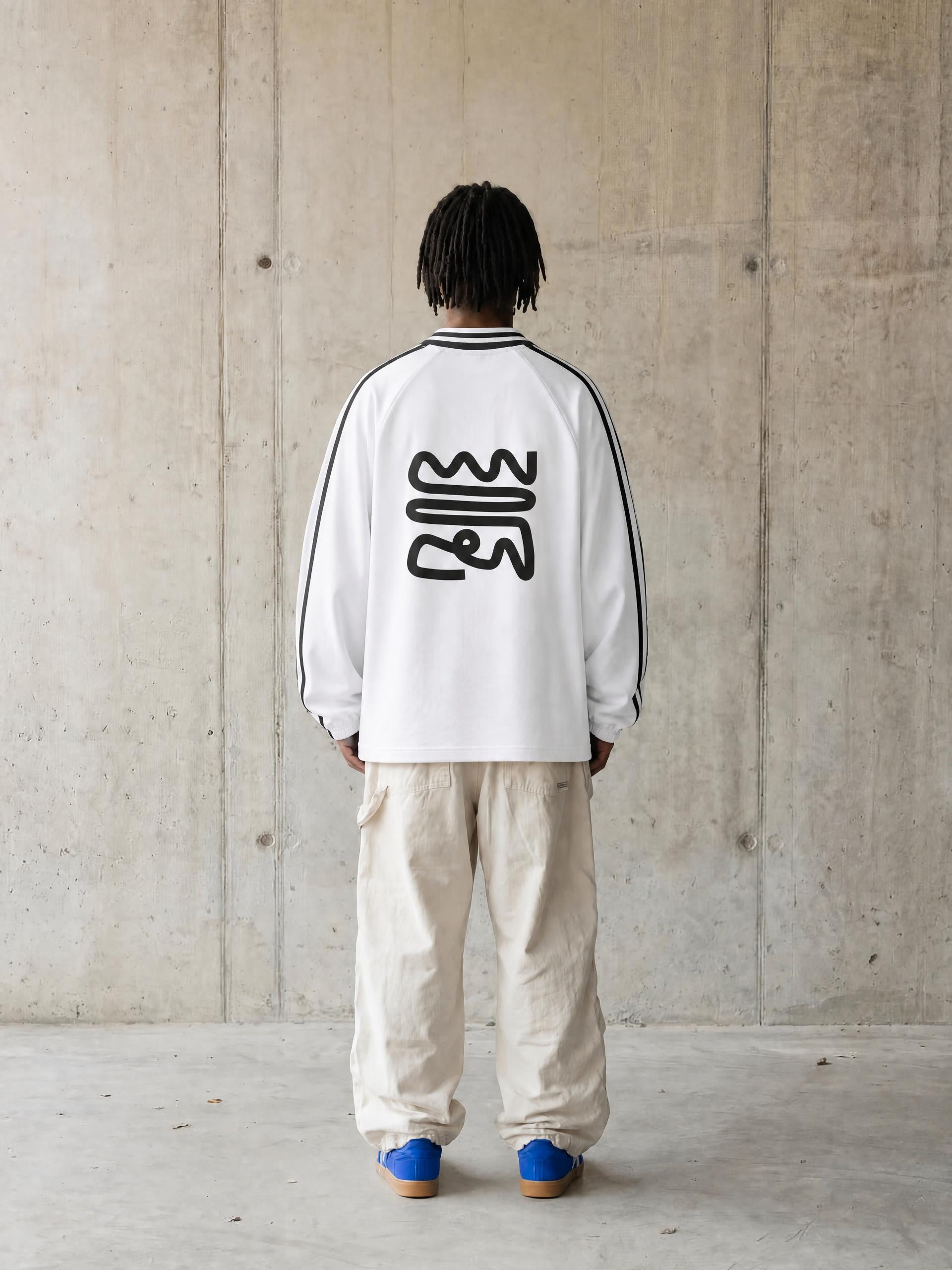 Contrast Striped Lapel Collar Sweatshirt