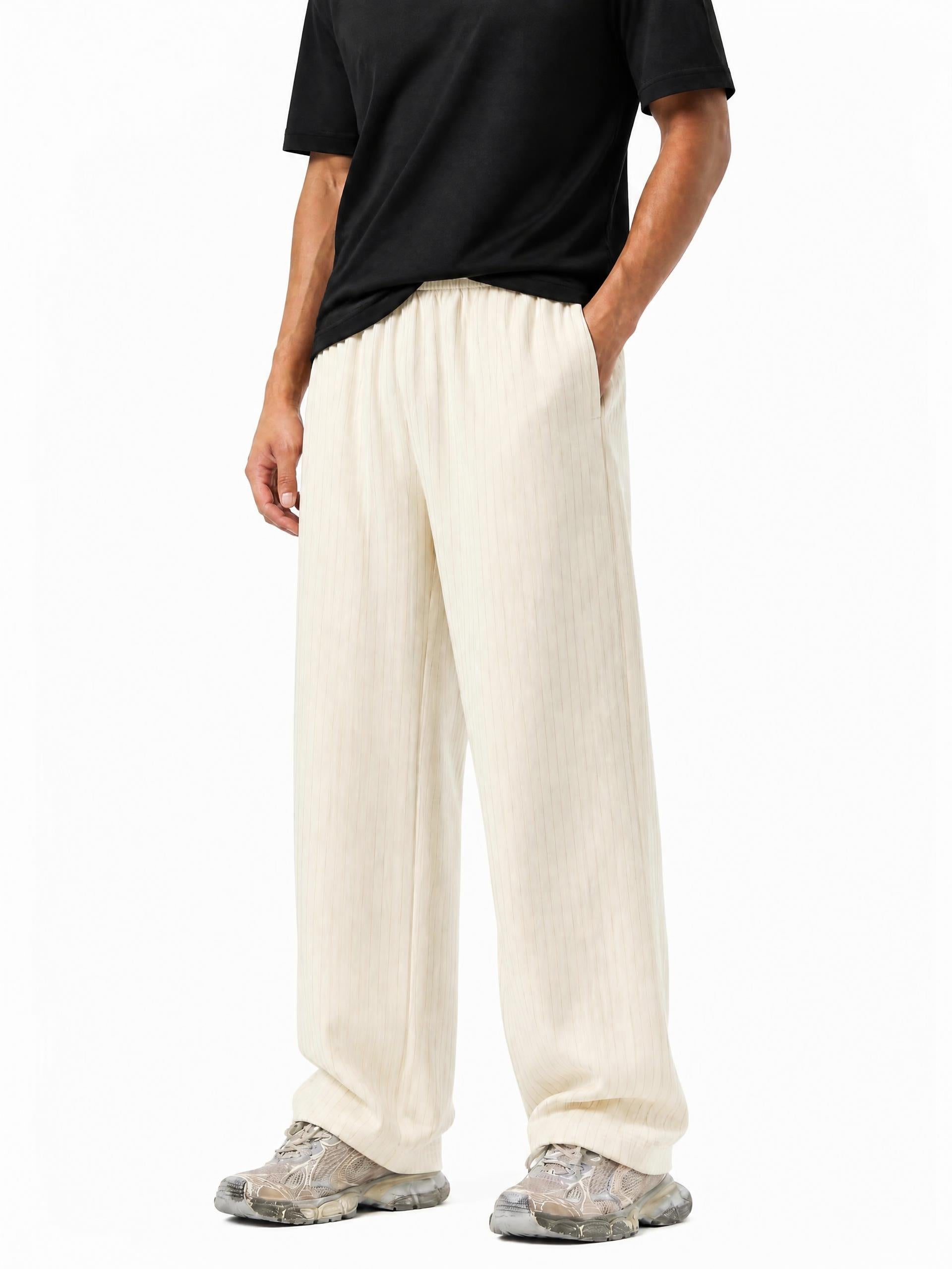 Unisex Striped Pleated Pants
