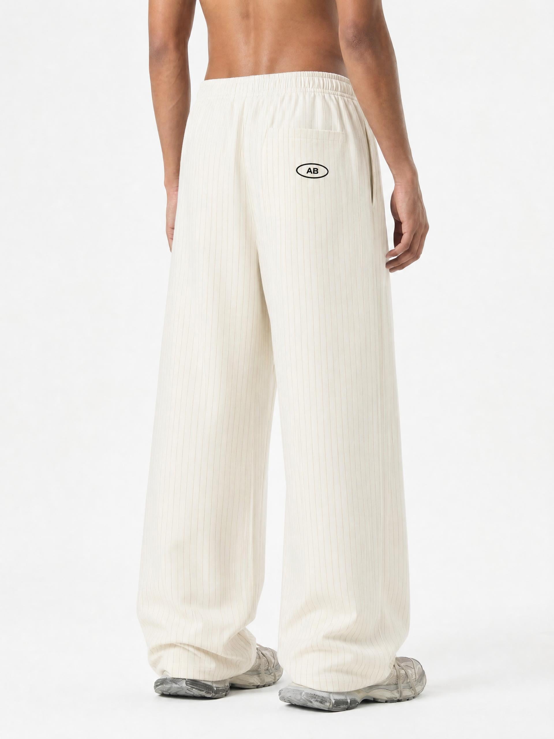 Unisex Striped Pleated Pants