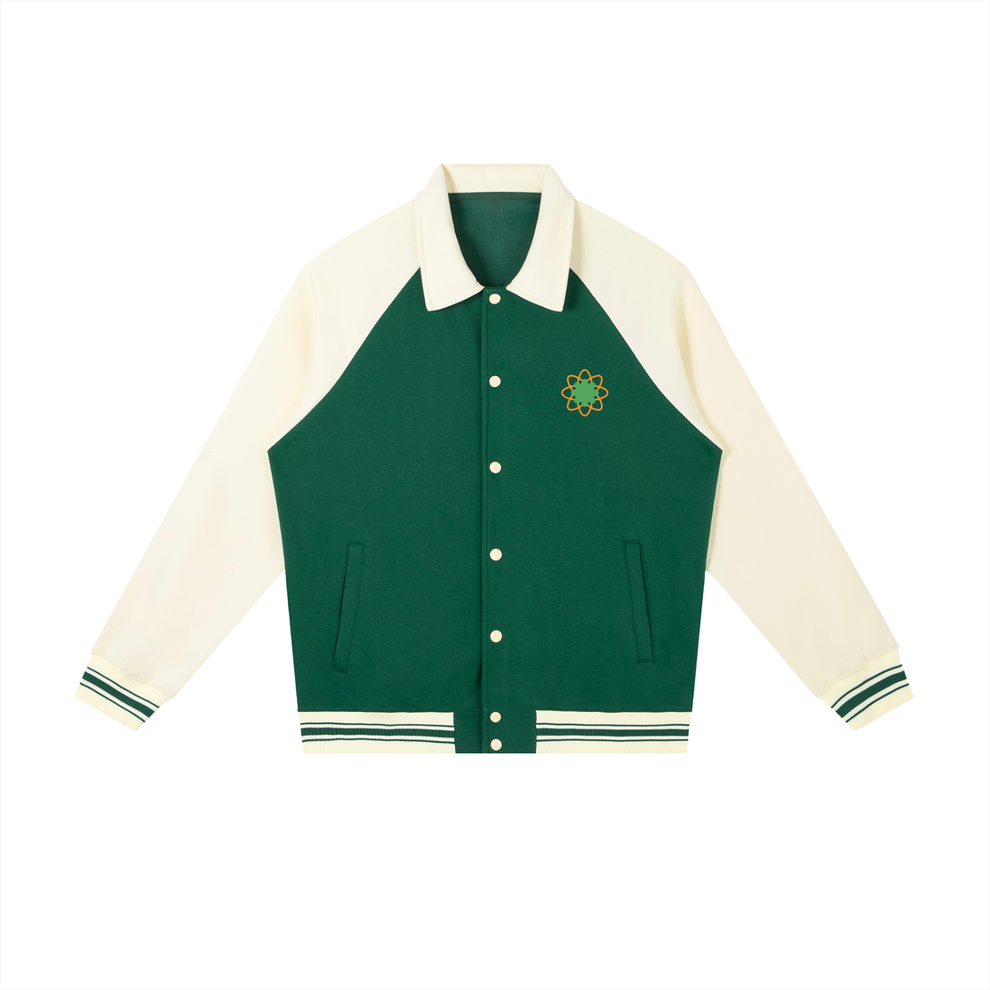 Contrast Raglan Sleeve Baseball Jacket