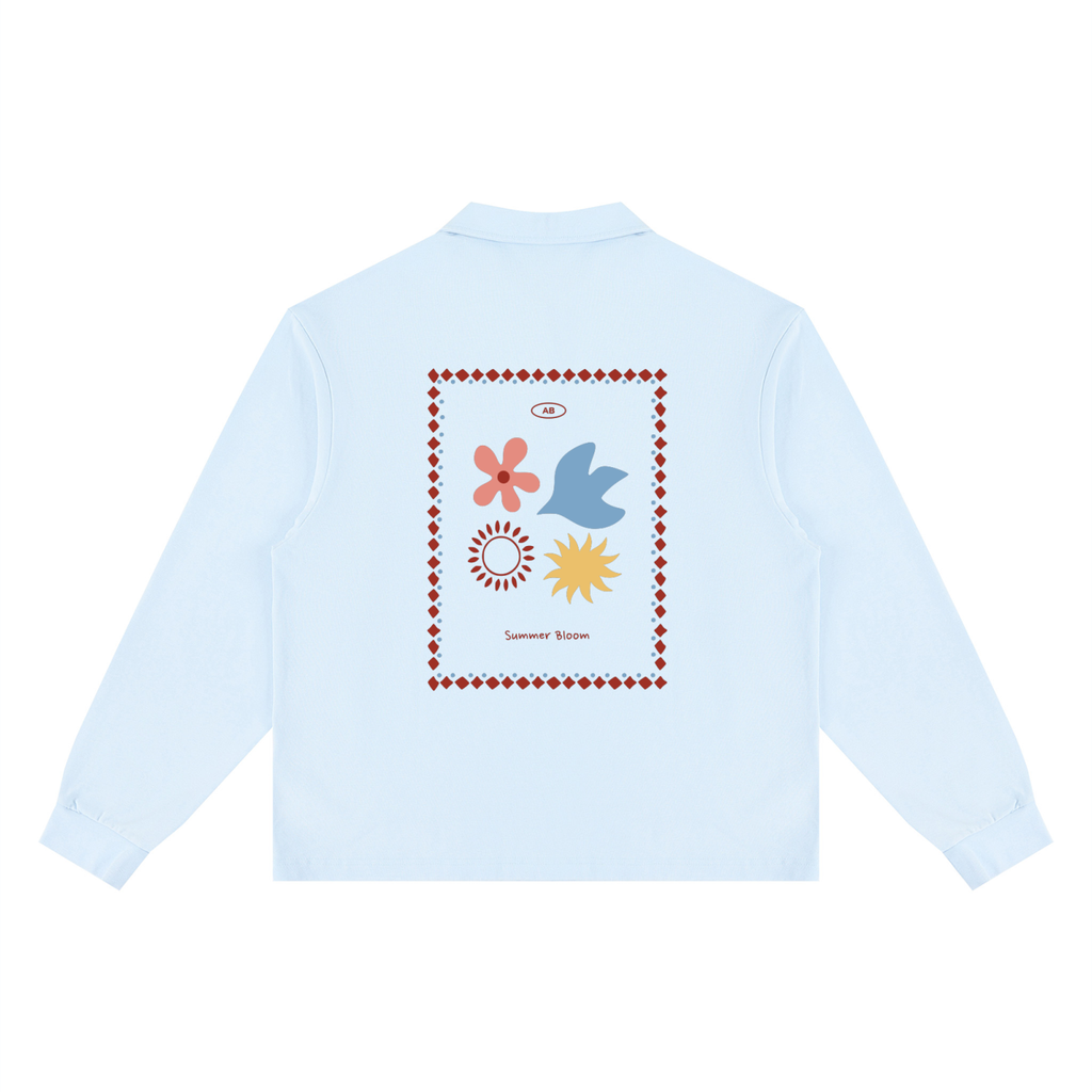 Unisex Loose Long Sleeve Polo Shirt