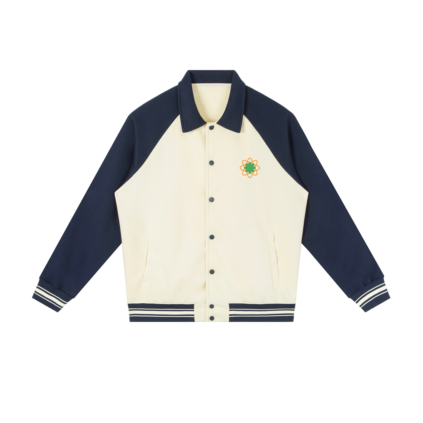 Contrast Raglan Sleeve Baseball Jacket