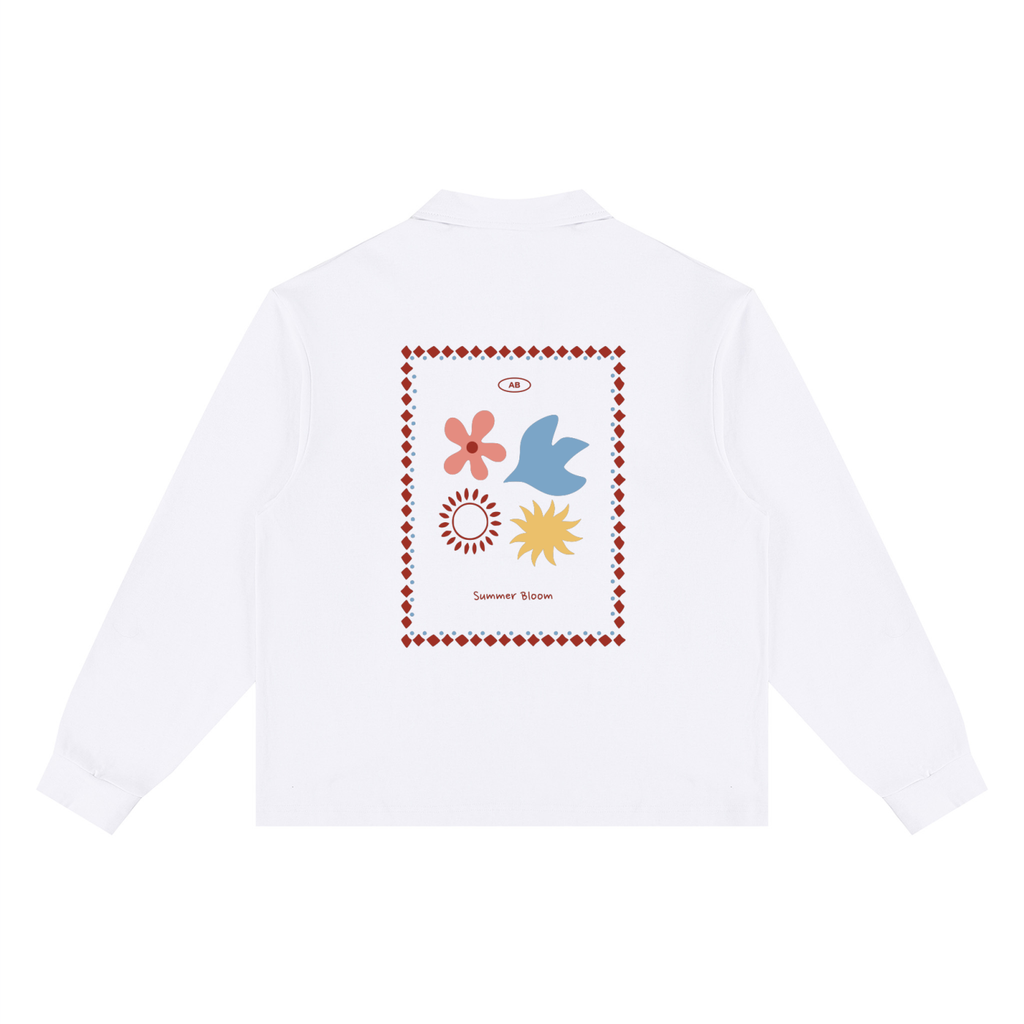 Unisex Loose Long Sleeve Polo Shirt