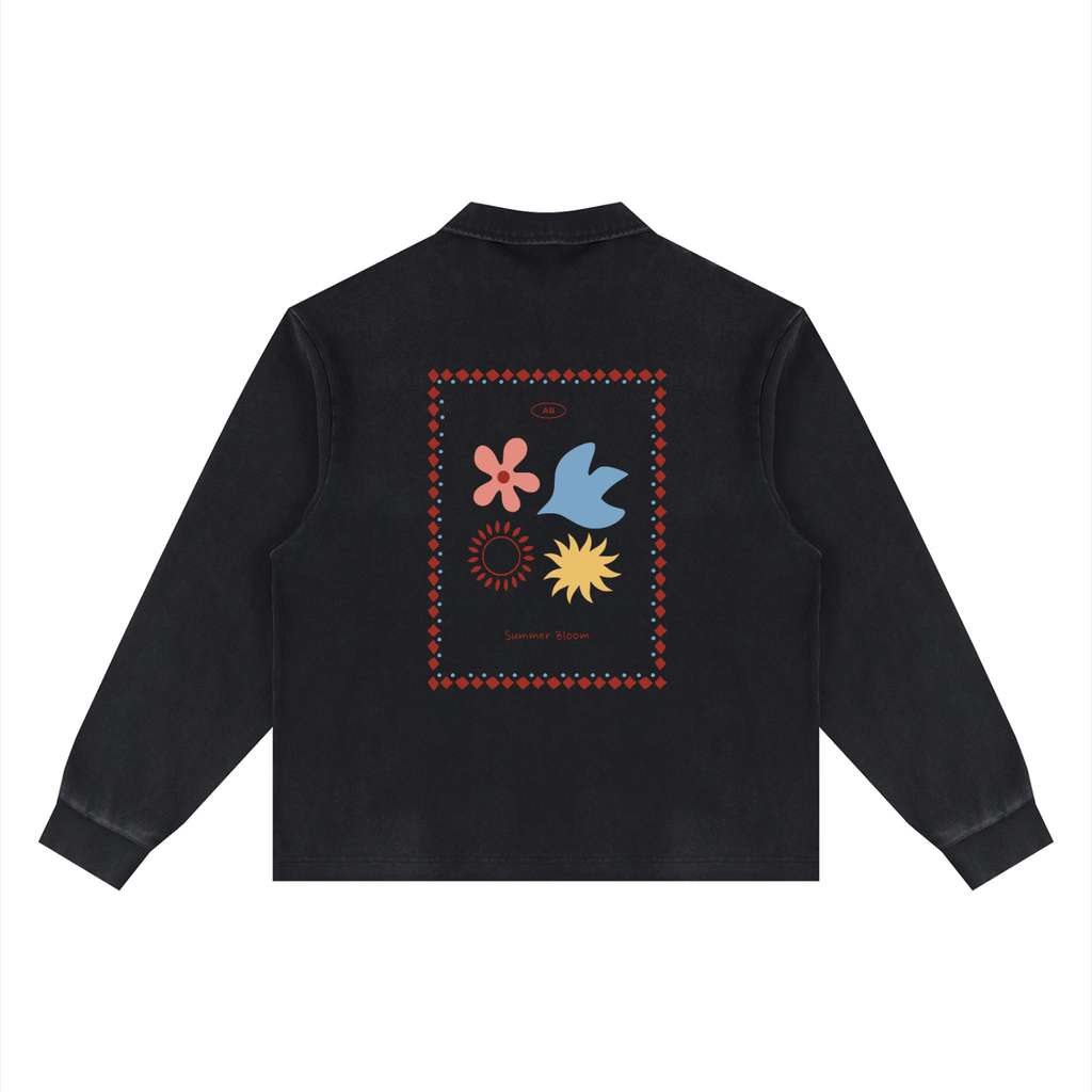 Unisex Loose Long Sleeve Polo Shirt