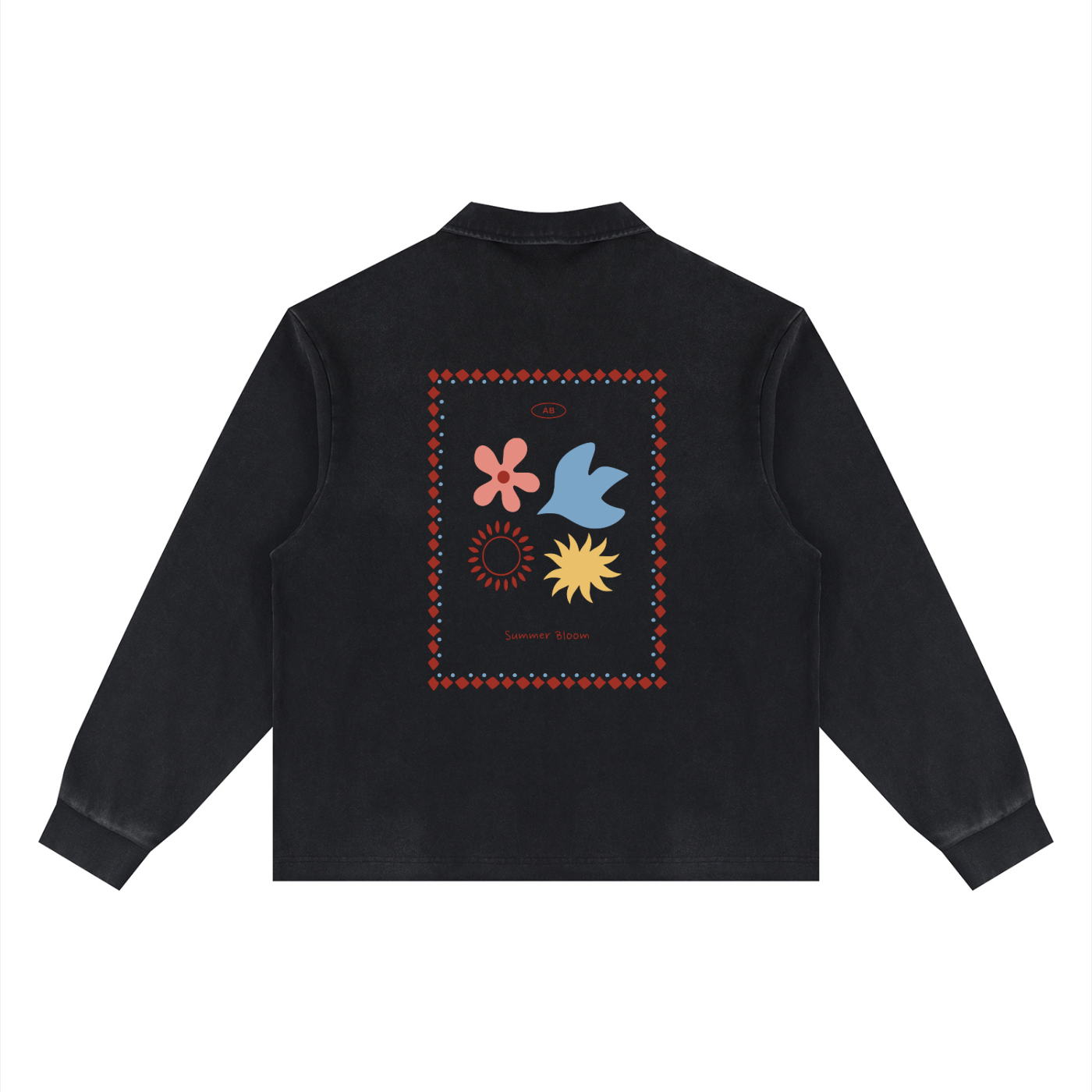 Unisex Loose Long Sleeve Polo Shirt