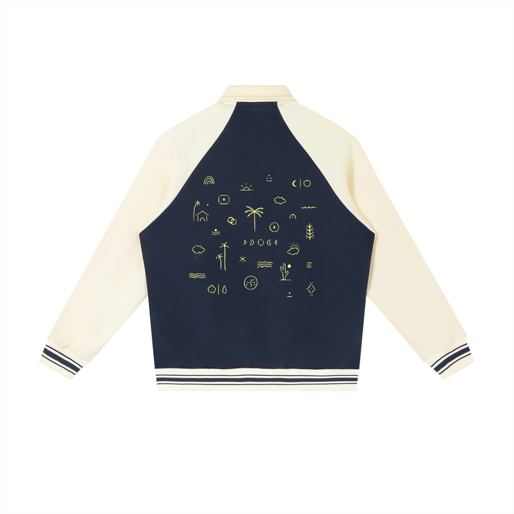 Contrast Raglan Sleeve Baseball Jacket