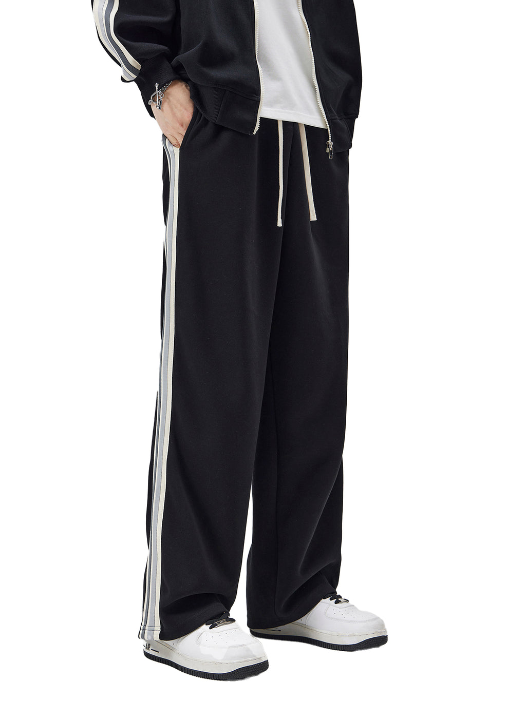 Contrast Side-Stripe Straight-Leg  Pants